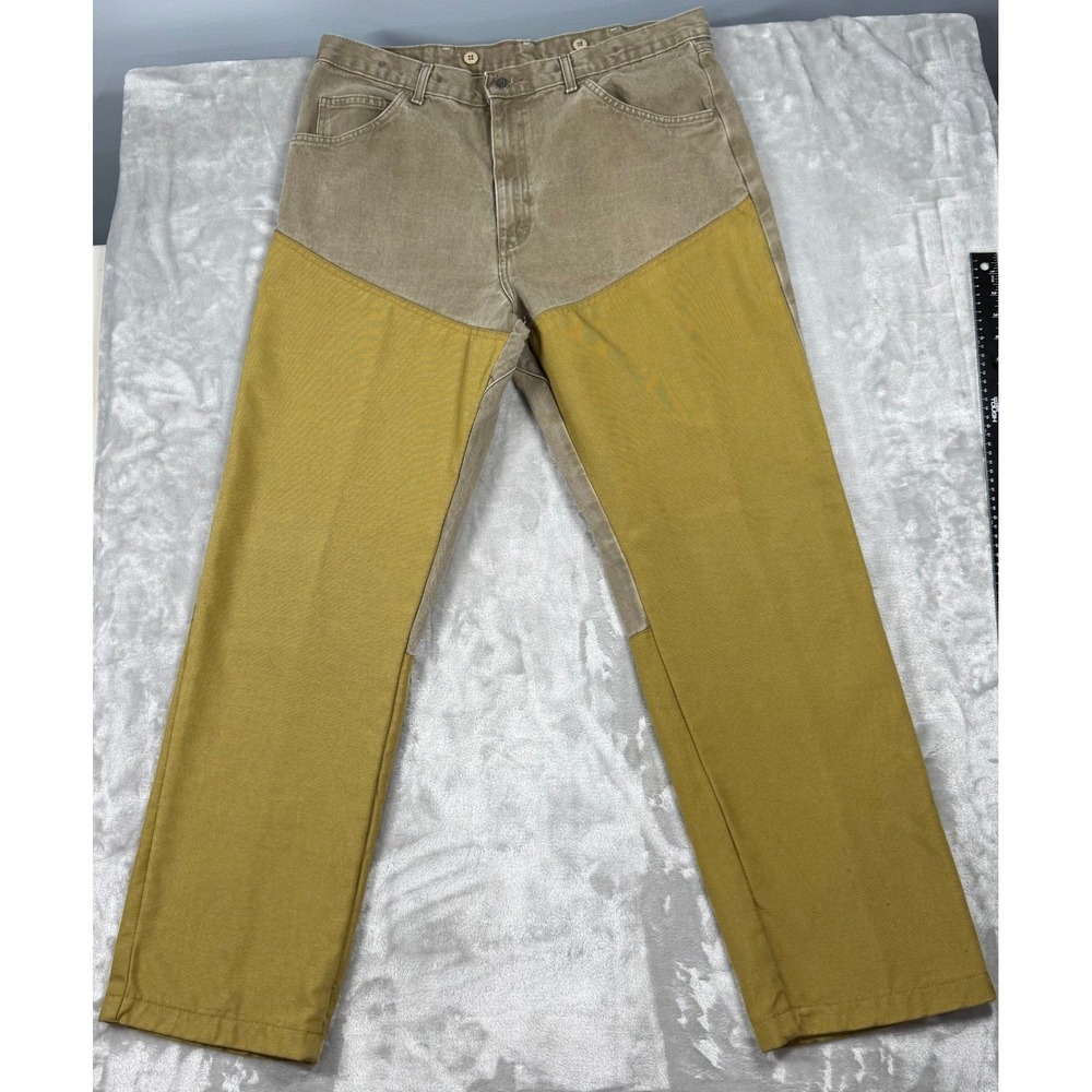 Vtg Wrangler Pro Gear Upland Brush Hunting Pants Men's Canvas Chaps Brown 38x32